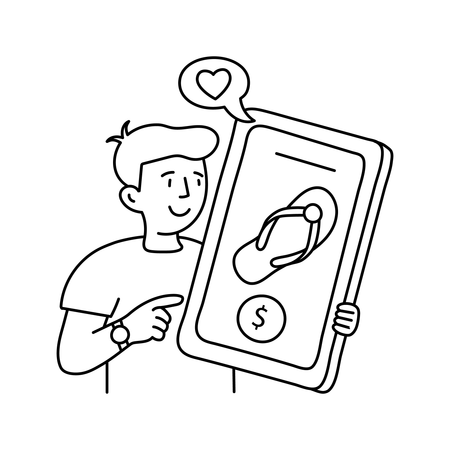 Boy giving mobile order  Illustration