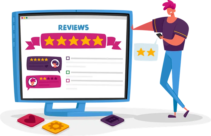 Boy giving negative review  Illustration