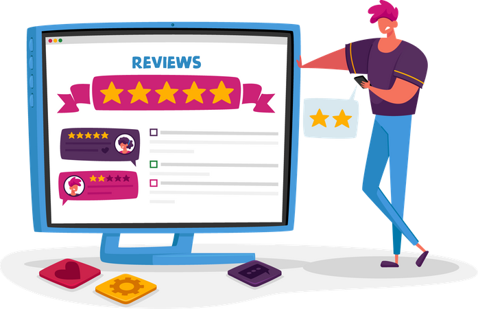 Boy giving negative review  Illustration