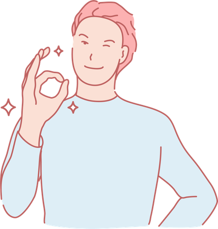 Boy Giving Ok Gesture  Illustration