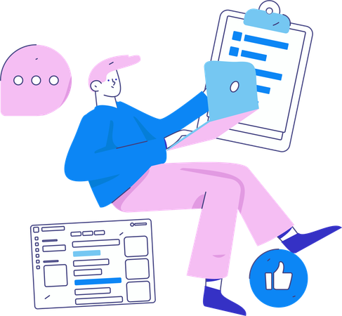 Boy giving online business briefing  Illustration