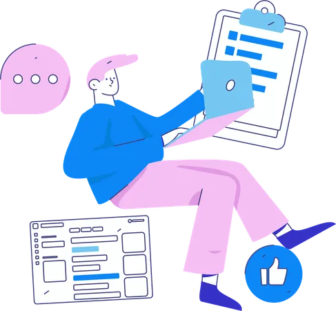 Boy giving online business briefing  Illustration