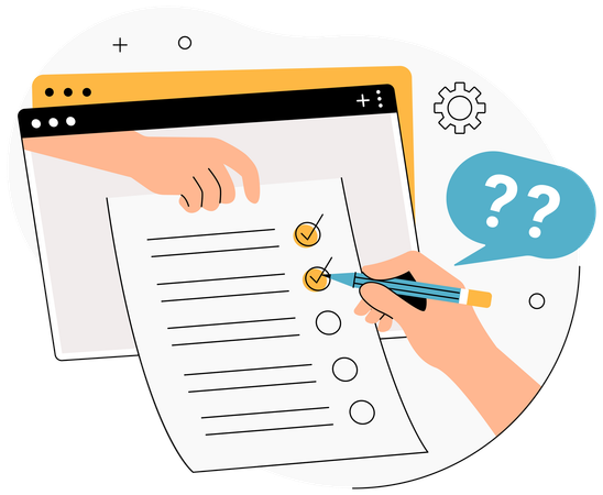 Boy giving Online Exam  Illustration