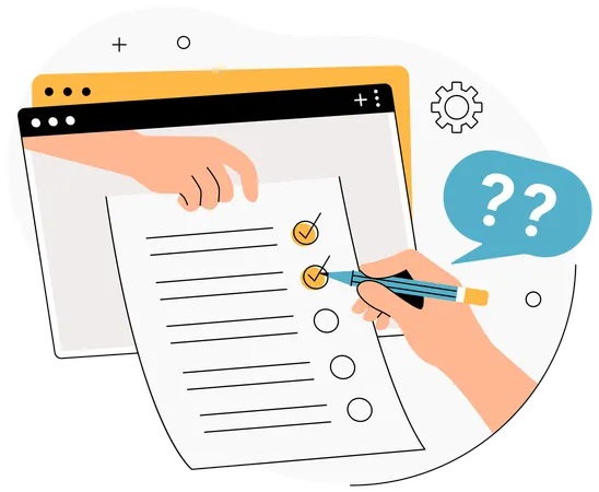 Boy giving Online Exam  Illustration