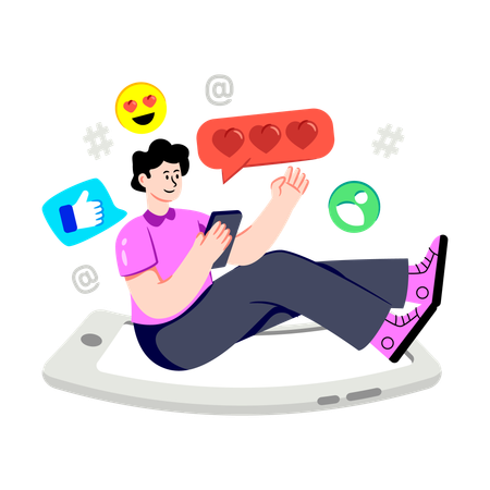 Boy giving Online Feedback  Illustration