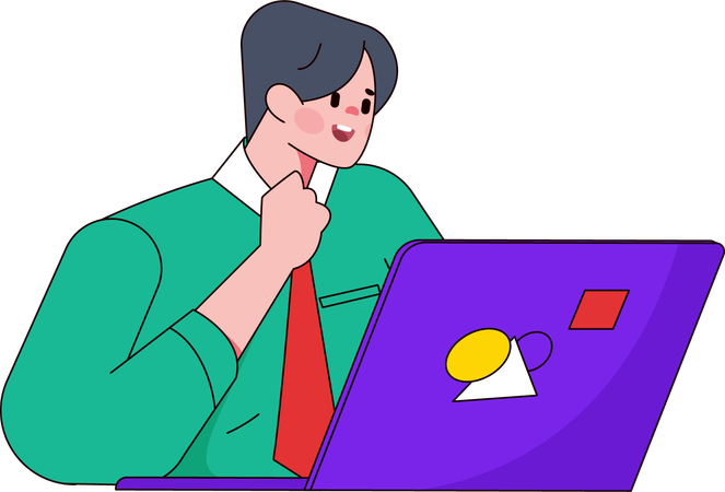 Boy giving online presentation  Illustration