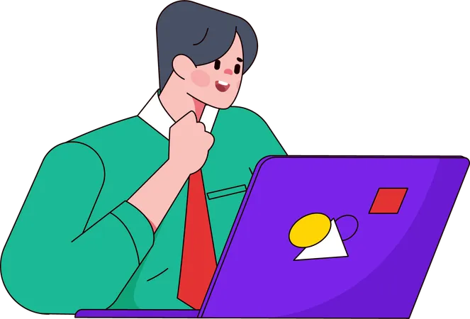 Boy giving online presentation  Illustration