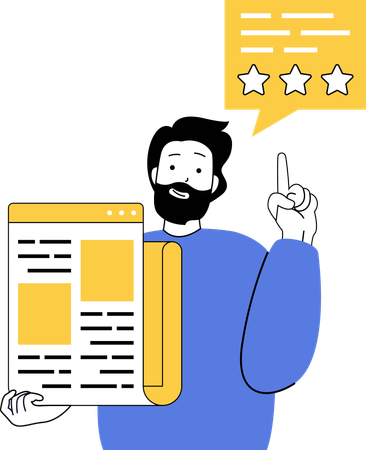 Boy giving online rating Illustration