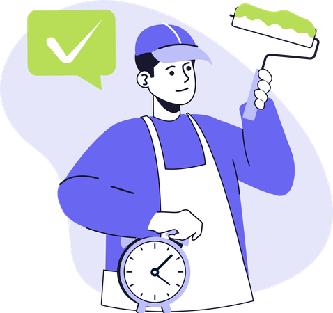 Boy giving painting service  Illustration