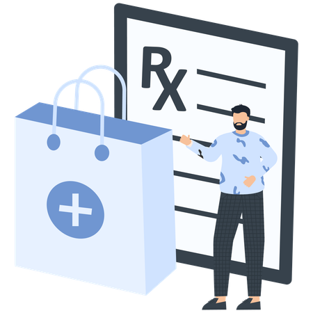Boy giving pharmacy service  Illustration