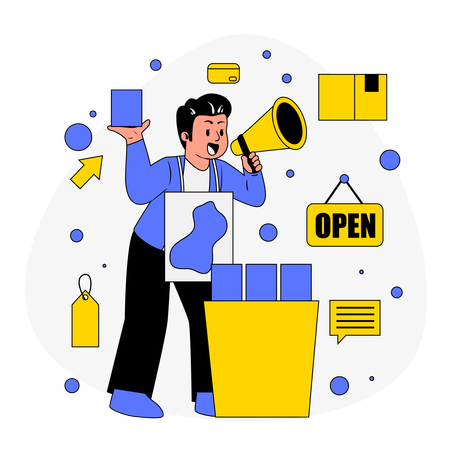 Boy giving Product Demo  Illustration