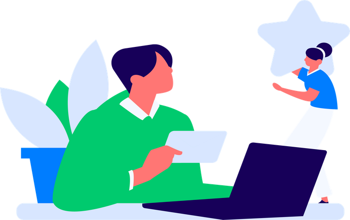 Boy giving Product Review  Illustration