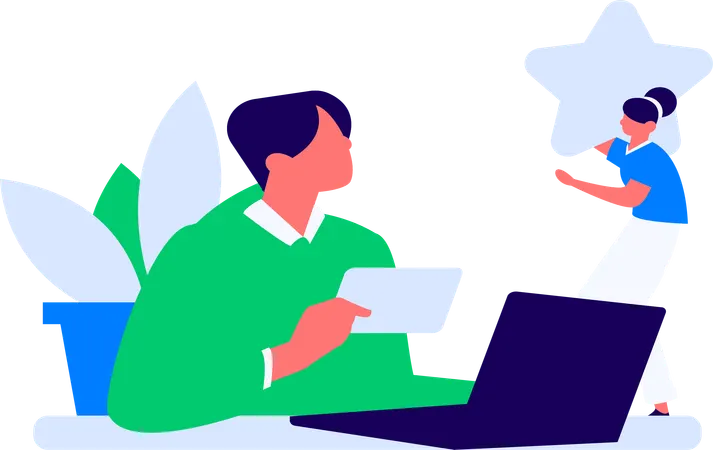 Boy giving Product Review  Illustration