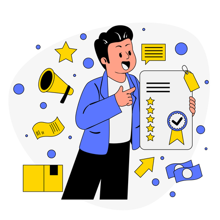 Boy giving Product Subscription  Illustration