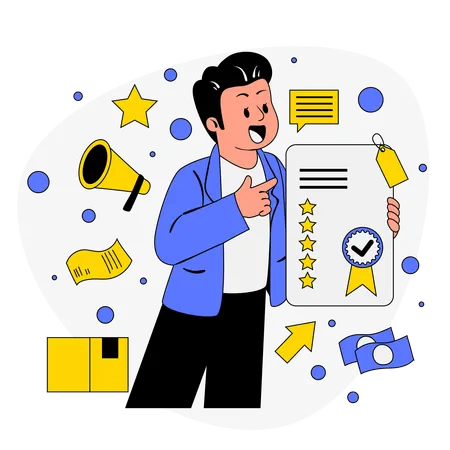 Boy giving Product Subscription  Illustration
