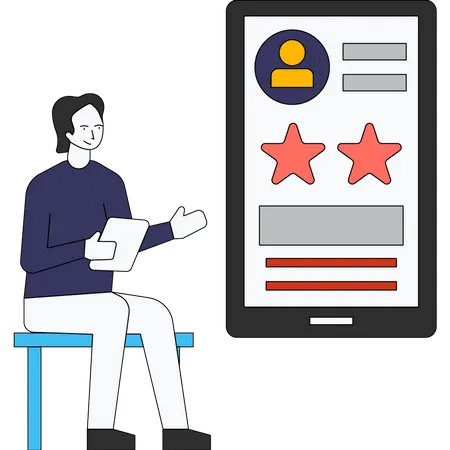 The Boy Is Giving The User A Star Rating Illustration