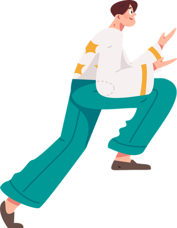 Boy giving running pose  Illustration