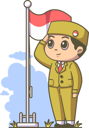Boy giving salute during Indonesian independence day Illustration