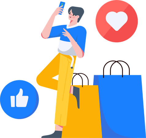 Boy giving shopping feedback  Illustration