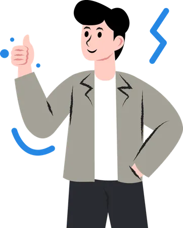 Boy giving thumbs up  Illustration