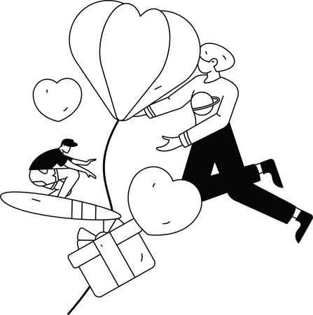 Boy giving valentine surprise  Illustration