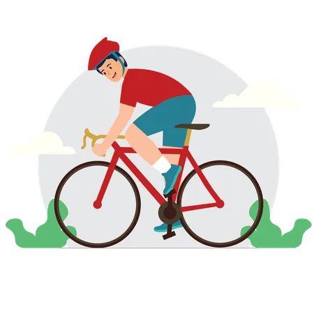 Boy going for cycling  Illustration