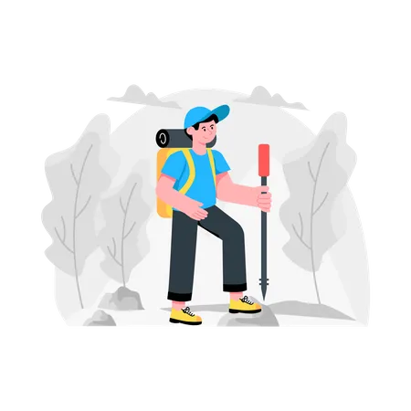 Boy going for hiking  Illustration