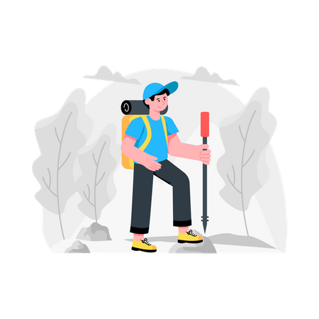 Boy going for hiking  Illustration