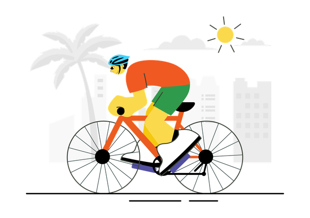 Boy going for outdoor riding Bicycle with helmet  Illustration