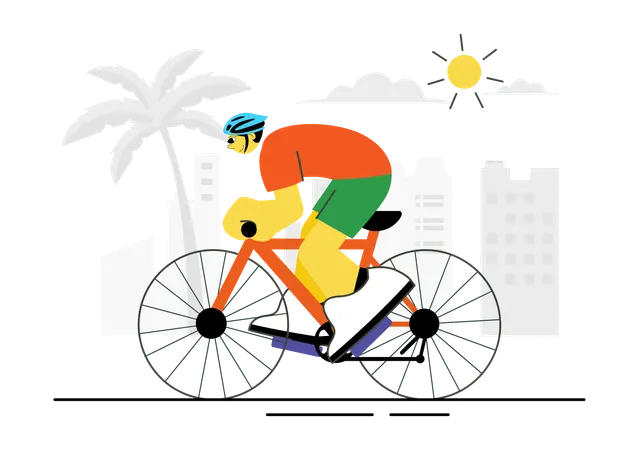 Boy going for outdoor riding Bicycle with helmet  Illustration