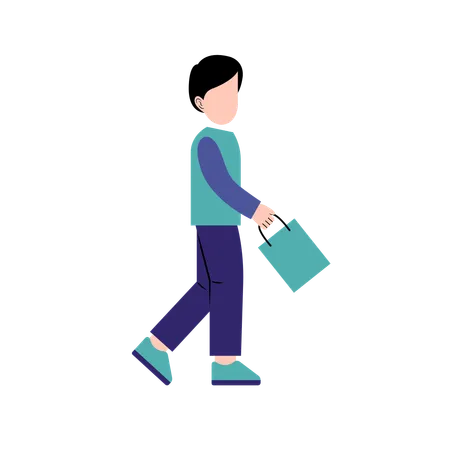 A Man Holding Shopping Bag Illustration