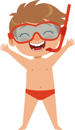 Boy going for snorkeling  Illustration