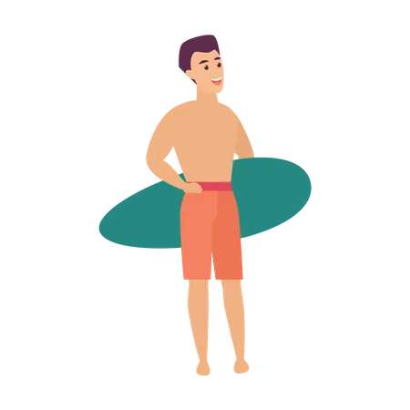 Boy going for surfing  Illustration