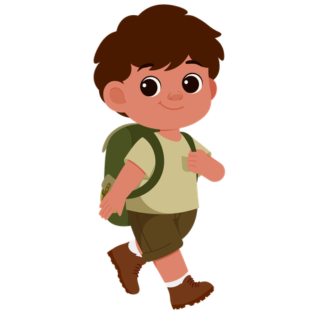 Boy going on a hiking adventure  Illustration