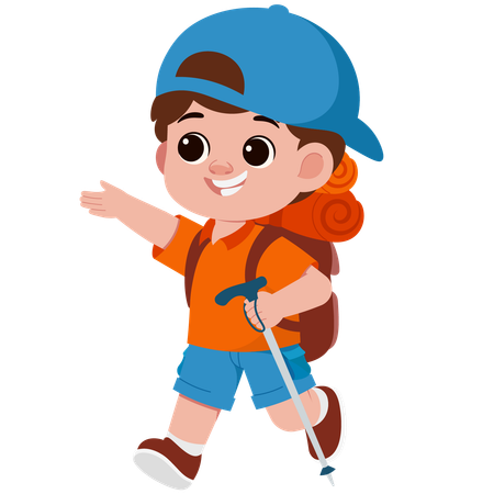 Boy going on a hiking adventure  Illustration