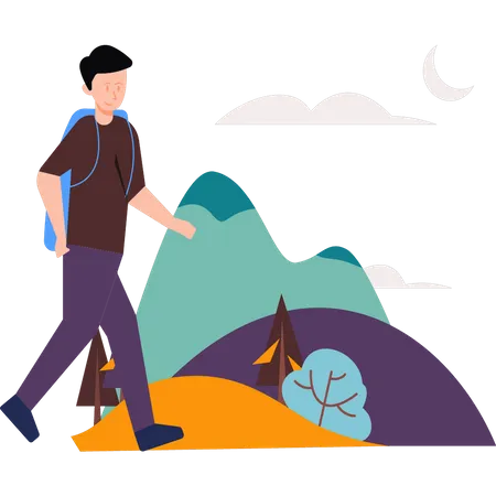 Boy going on hiking  Illustration