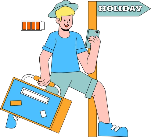 Boy going on Holiday Illustration