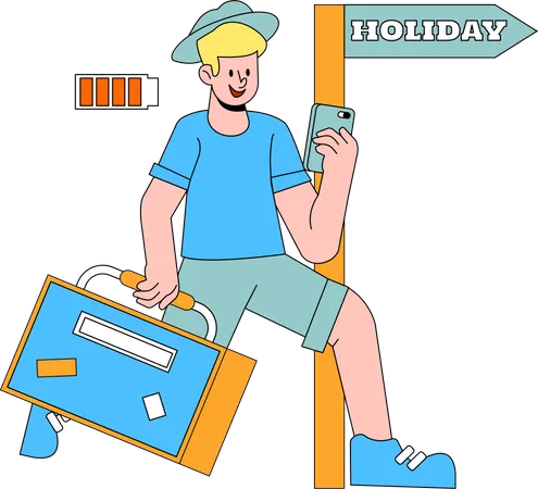 Boy going on Holiday  Illustration