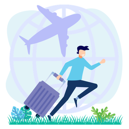 Boy going on trip  Illustration