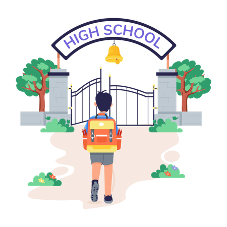 Boy going to High School  Illustration