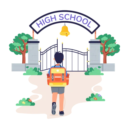 Boy going to High School  Illustration