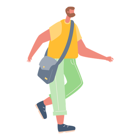 Boy going to office wearing office bag  Illustration