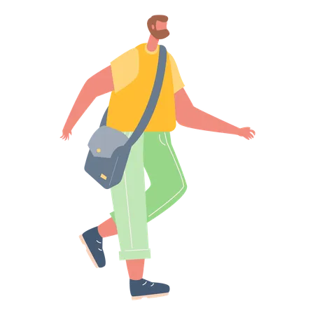 Boy going to office wearing office bag  Illustration