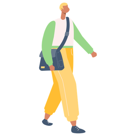 Boy going to office wearing office bag  Illustration