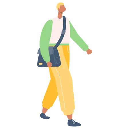 Boy going to office wearing office bag  Illustration