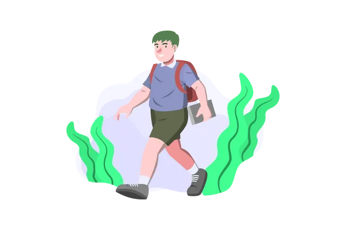 Boy going to school  Illustration