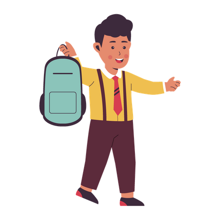 Boy going to school  Illustration