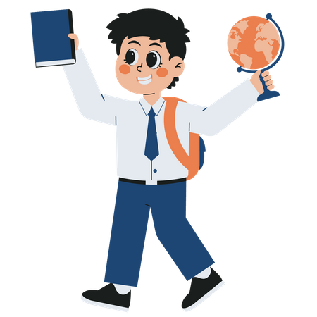 Boy going to school  Illustration