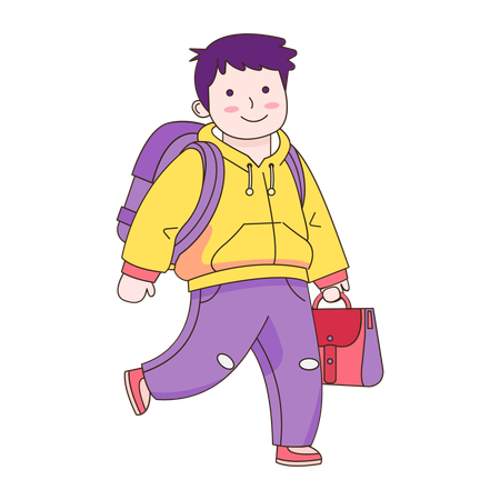 Boy Going to School  Illustration