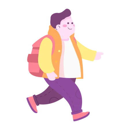 Boy Going to School  Illustration